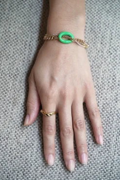 Philippe Audibert Bracelet Irma Enamel Dore Vert Discount