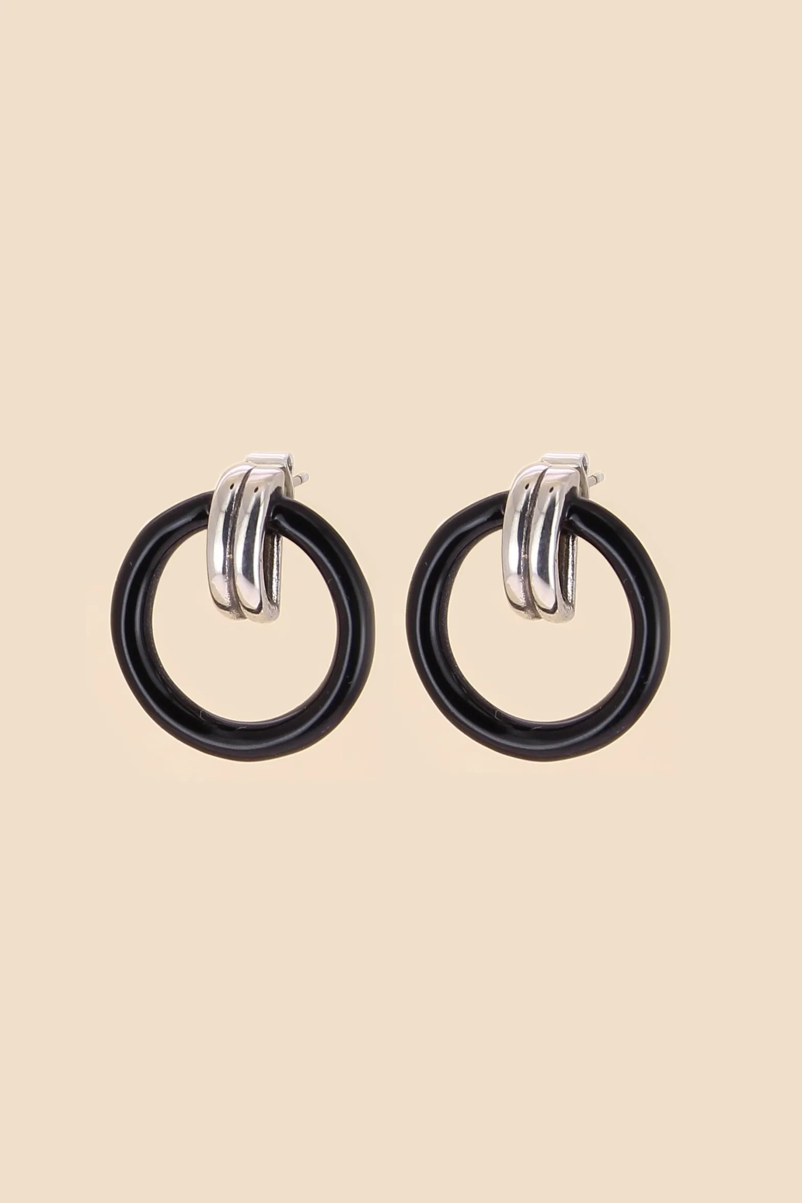 Philippe Audibert Earrings Ebba Enamel Argente-Noir Discount