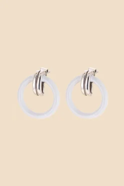Philippe Audibert Earrings Ebba Enamel Argente-Blanc Clearance