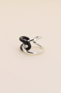 Philippe Audibert Ring Rick Enamel Argente-Noir Hot