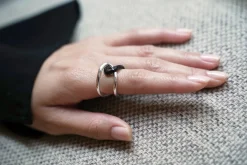Philippe Audibert Ring Rick Enamel Argente-Noir Hot
